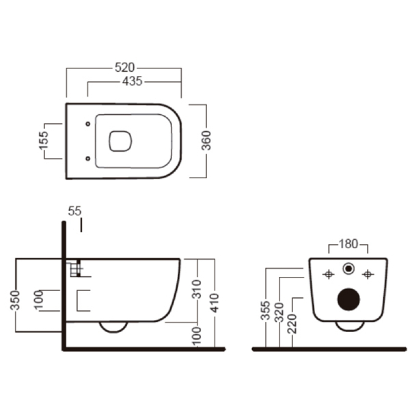 Vas WC suspendat, Hatria, Bianca, rimless, alb